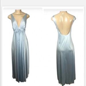 RETRO VINTAGE SLEEPWEAR BLUE LONG NIGHT GOWN